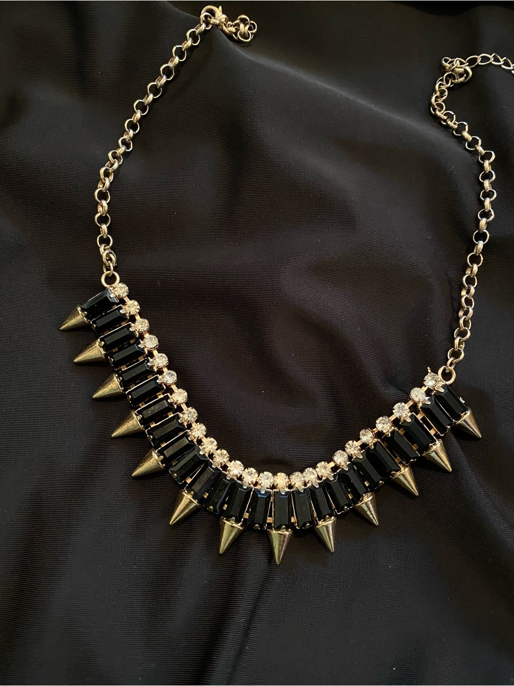 Gold-Tone Black Spike Statement Necklace